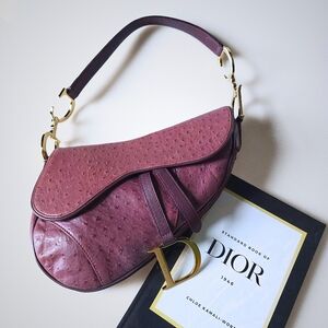 Dior Saddle Bag Ostrich Leather Vintage